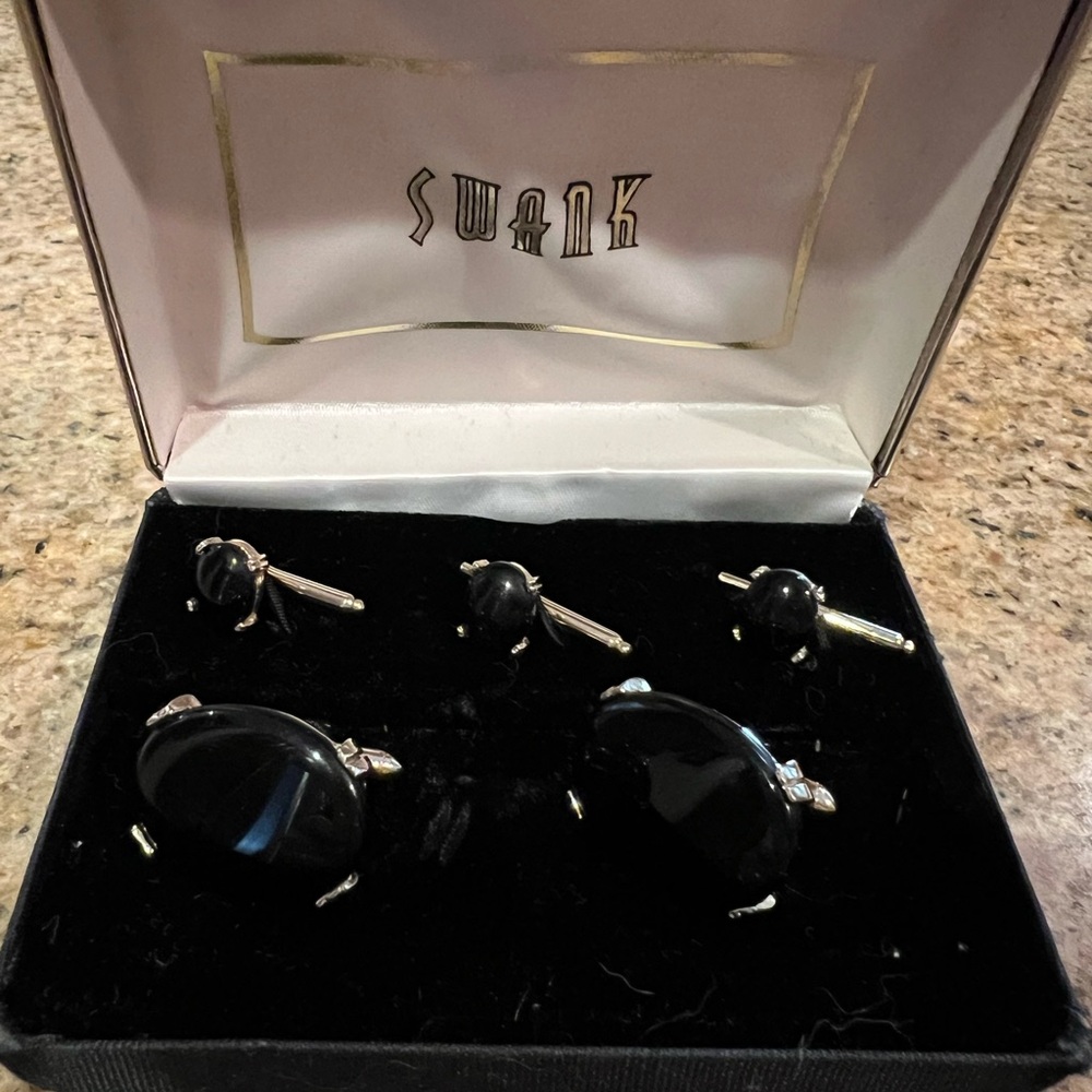 Swank Black Cufflinks and Stud Set